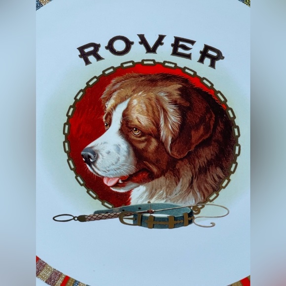 Lot of 2 Pottery Barn Rover Fireside Club Plate Dog White Multicolor Stripe Dish - Picture 4 of 13